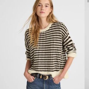 Madewell Pennant Alpaca Blend Pullover Sweater Size L Mixed Pattern Stripe Shell